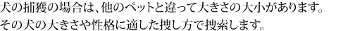 犬の大きさや性格に適した方法で探します